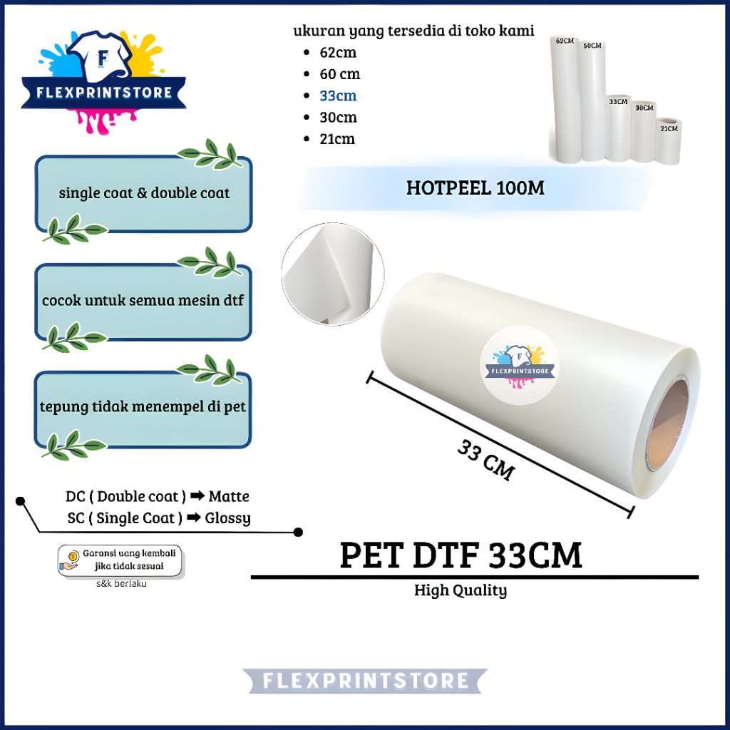 (ROLL) Flexprint Pet Dtf Transfer Film 33cm 100m