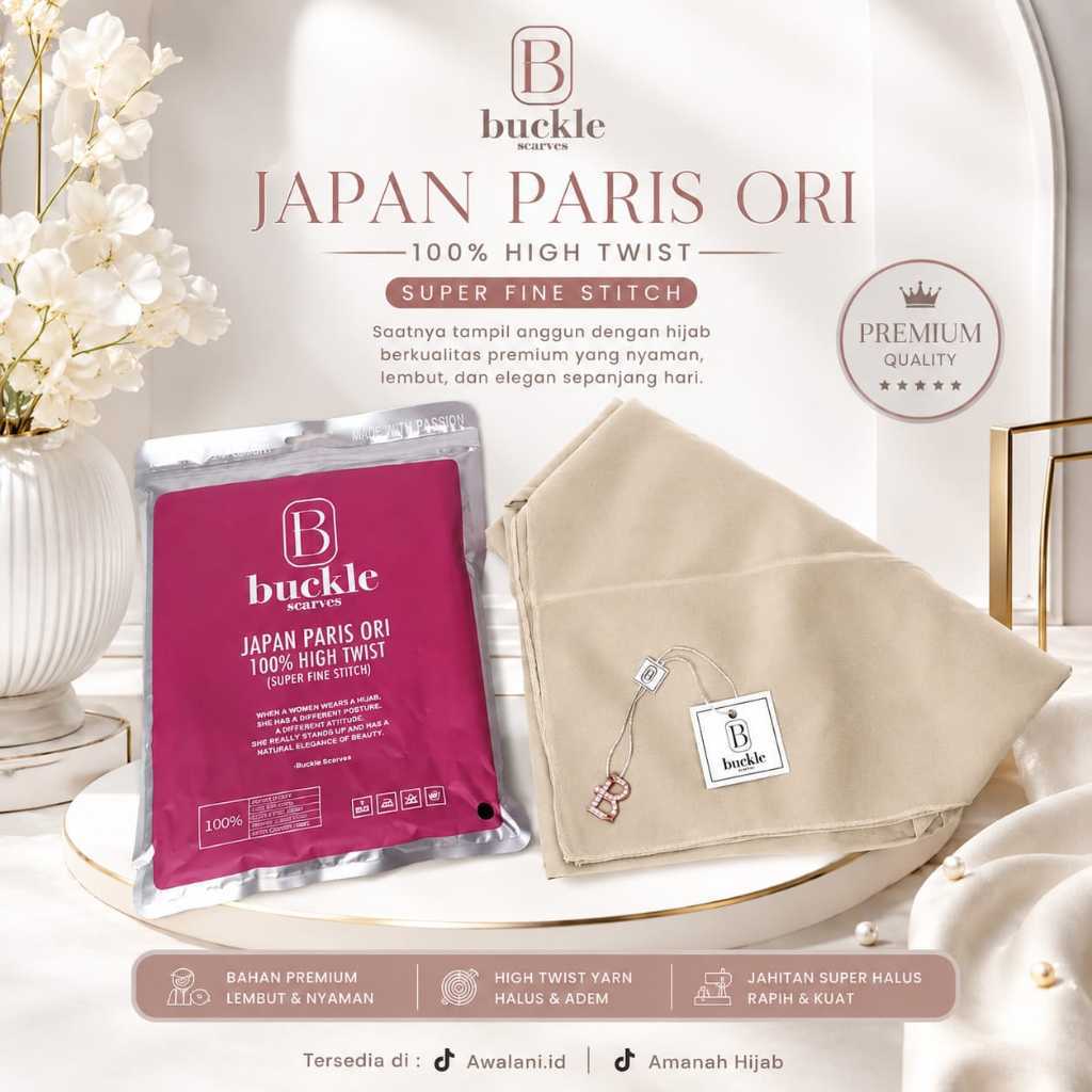 Buckle Scarves  Hijab Segi Empat paris Ori Kerudung Paris Japan  Jilbab Segiempat Voal Polos Premium