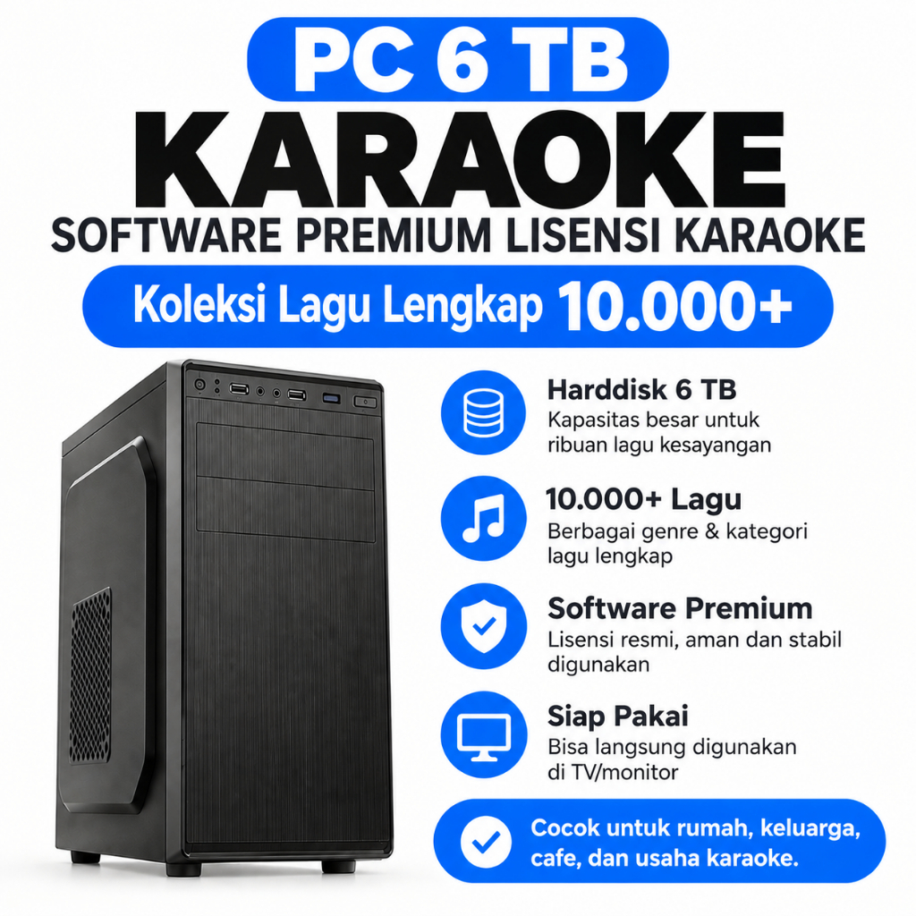PC 6 TB Karaoke Software Premium Lisensi Karaoke Koleksi Lagu Lengkap 10.000+ Harddisk 6 TB