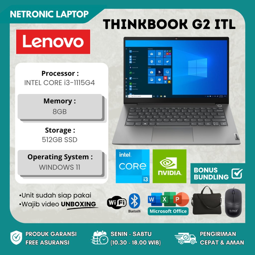 LENOVO THINKBOOK 14 G2 ITL CORE I3-1115G4 8GB SSD 512GB NVIDIA MX450 14" FHD