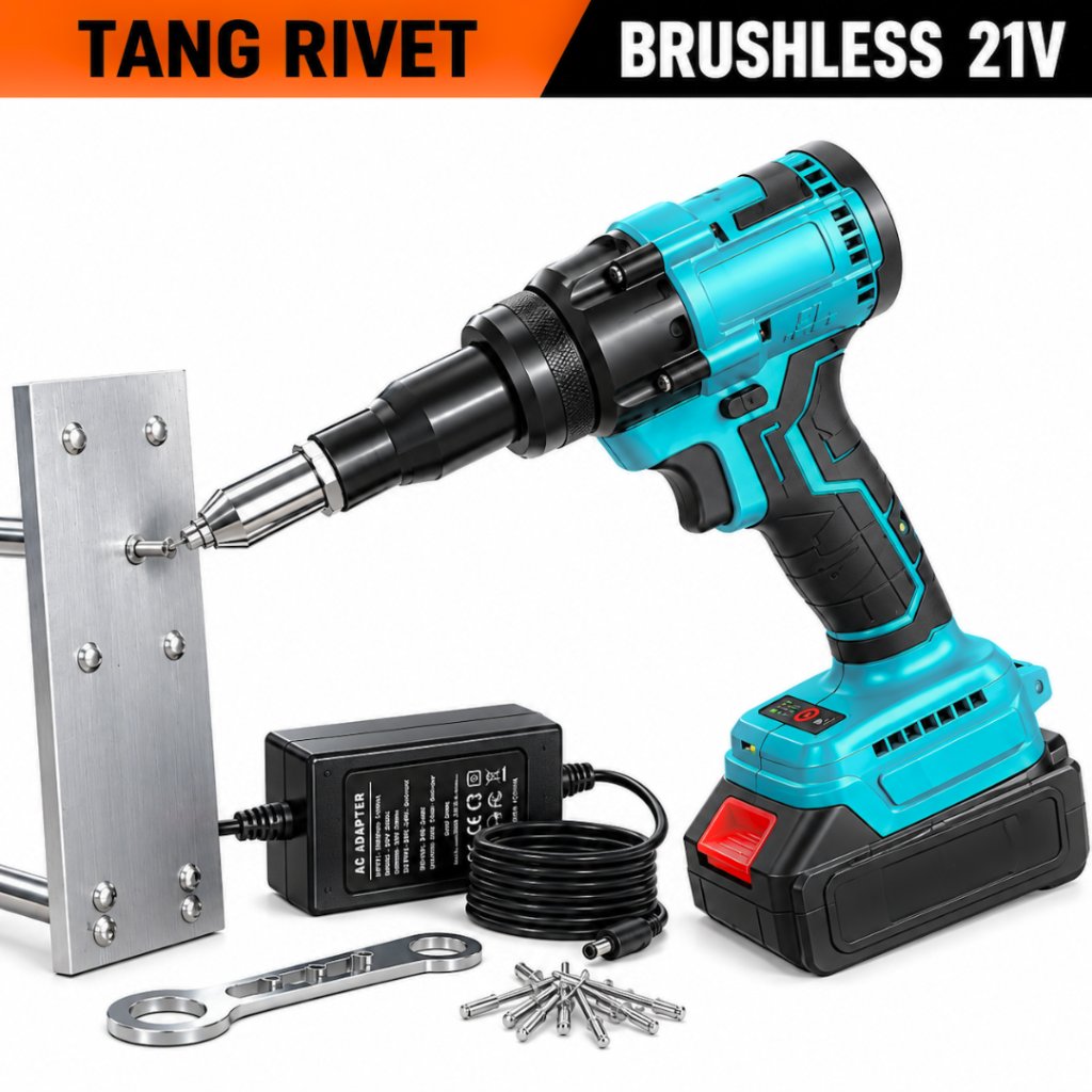 Tang Rivet Cordless Baterai 20V Brushless / Mesin Rivet Gun Elektrik Otomatis Tang Keling Alumunium