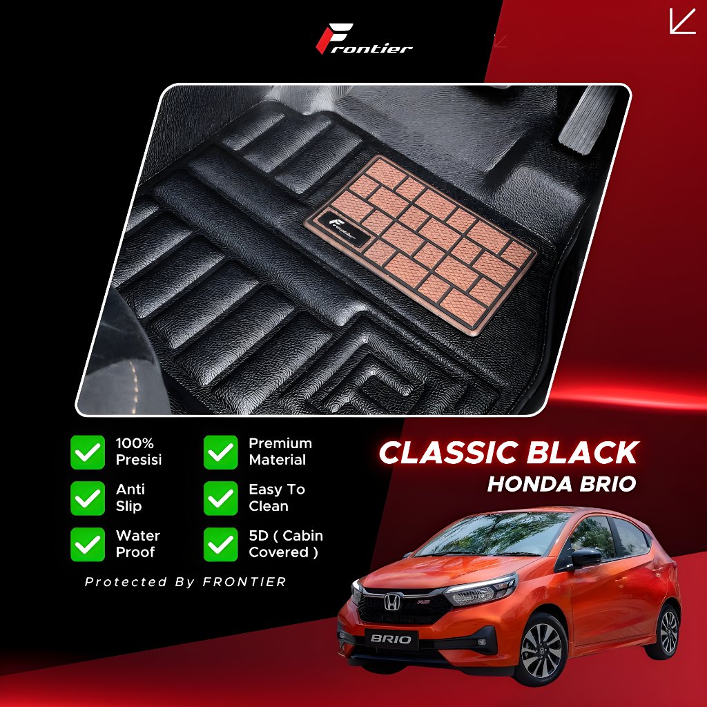 Karpet Mobil 5D Type Classic Black, Untuk Honda Brio Vintage, Nyaman, Anti Air | Frontier