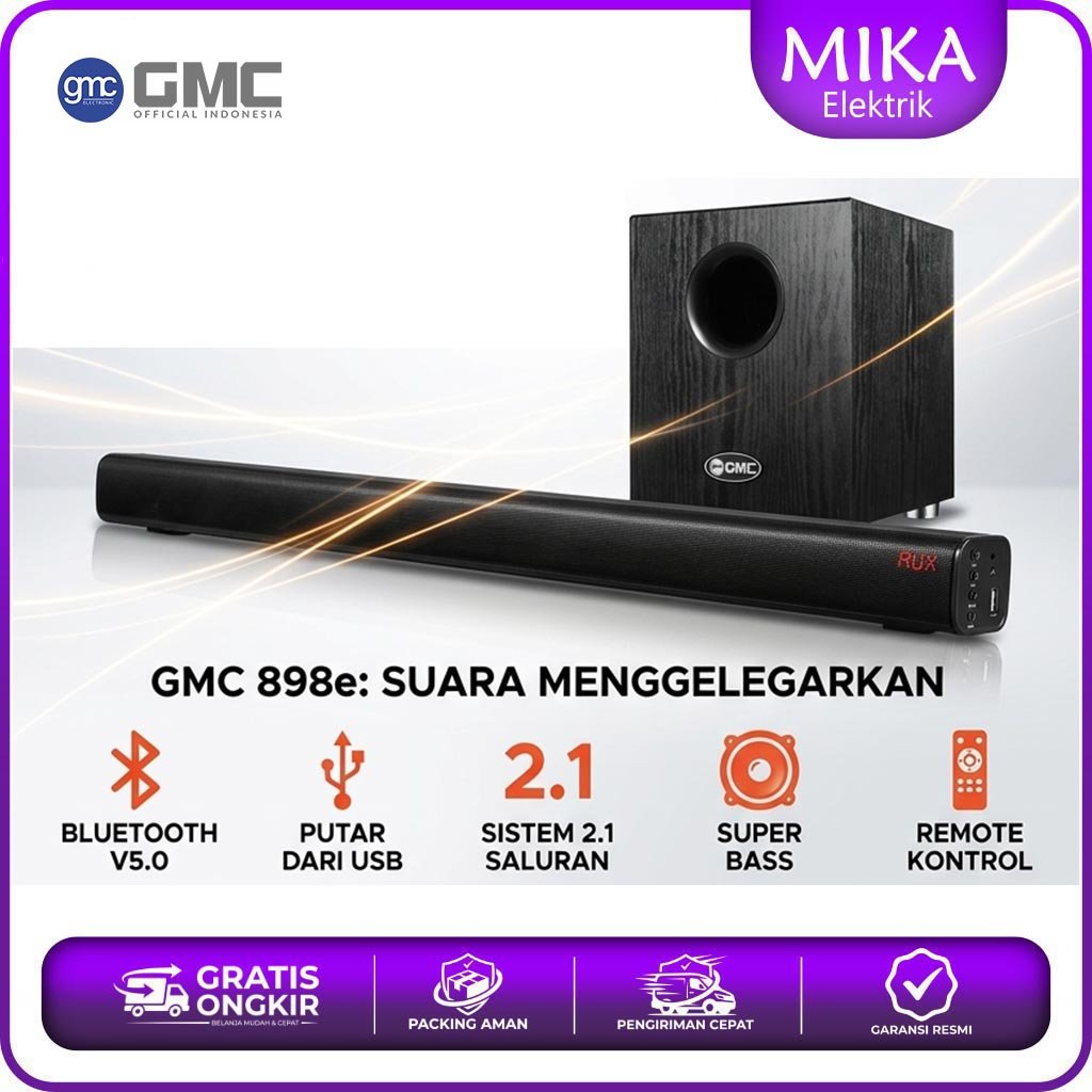Sound Bar GMC 898 E Speaker Blutooth BASS - Speaker home theater subwoofer
