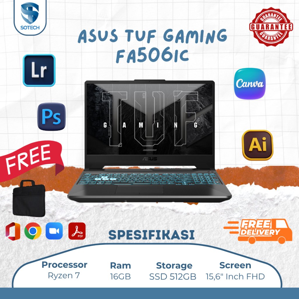 ASUS TUF Gaming A15 Ryzen 5 7535HS RTX 2050 SSD 512GB RAM 16GB DDR5 144Hz FHD Mulus Bergaransi – Lap