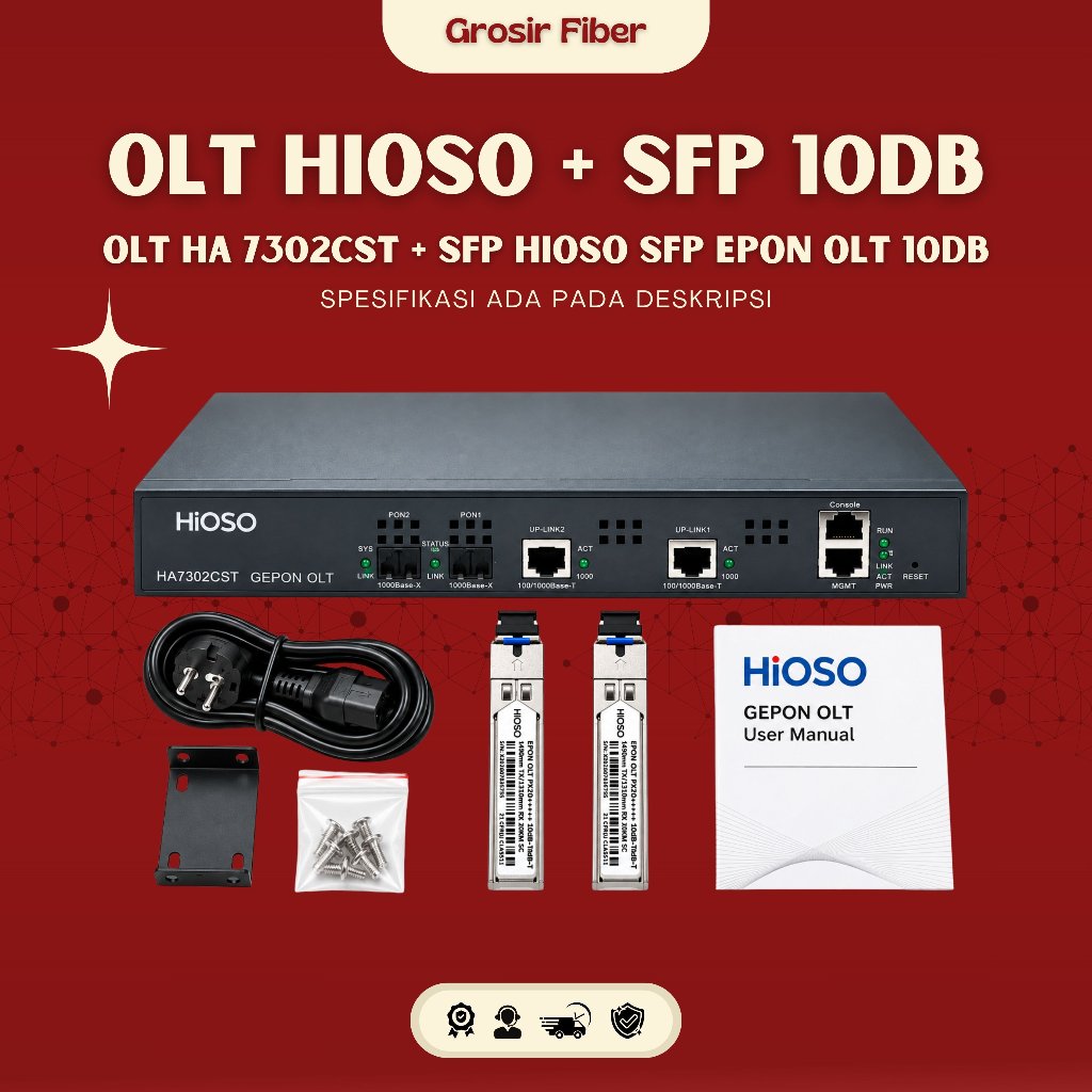 SPECIAL BUNDLING OLT HIOSO HA7302CST + Hioso SFP EPON OLT PX20+++++ 10DB 1.25G 20KM