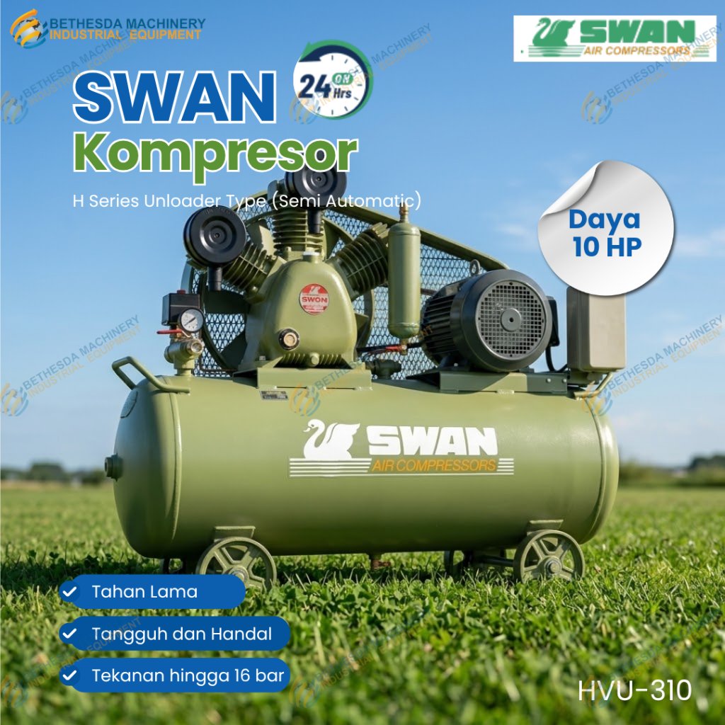SWAN Air Compressor 10 HP + Dinamo Electro Motor KOMPRESOR ANGIN 10HP 310 16 BAR