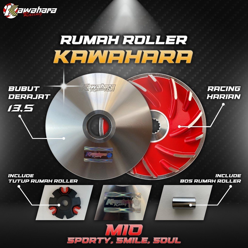 PULLEY MIO KARBU KAWAHARA RACING RUMAH ROLLER BUBUT MIO SPORTY MIO SMILE PULLEY MIO KAWAHARA RACING