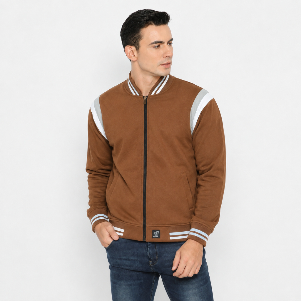 d&f Jaket Bomber pria - Coklat
