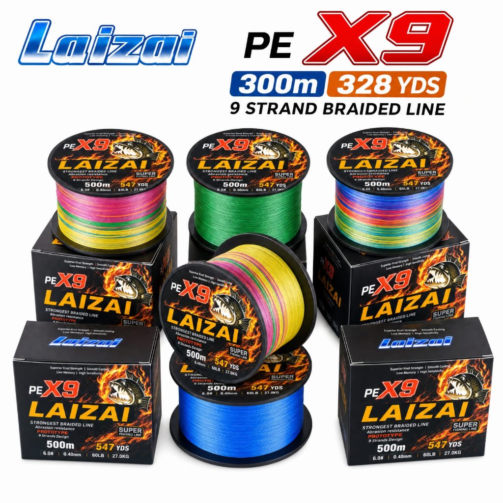 PE X9 300M 500M Senar Pancing Kuat Dan Anti Keriting Braided Benang PE benang PE Pancing