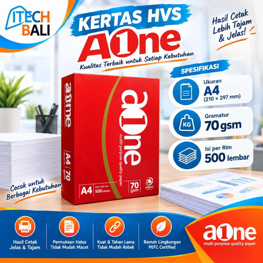KERTAS HVS A4/F4 70gr COPY PAPER AONE/ COPY PAPER PRINT FOTOKOPI