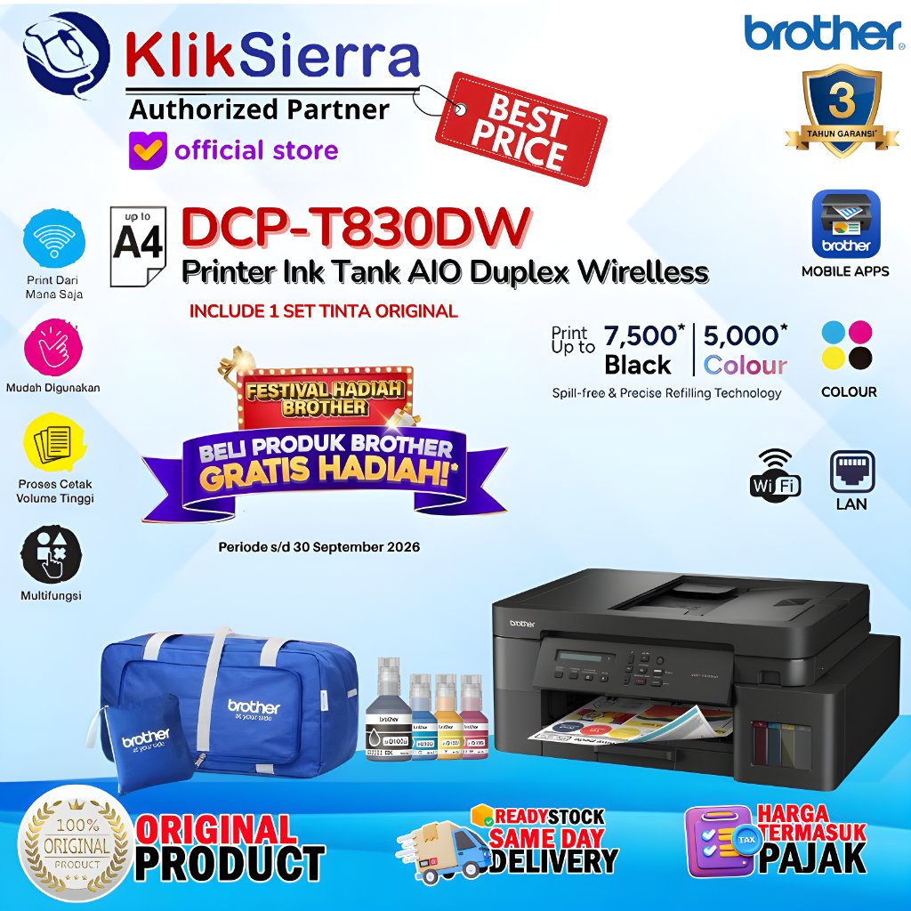 Brother Printer Ink Tank DCP-T830DW | Wifi | Duplex | ADF DCP-T830DW PENGGANTI DCP-T820DW
