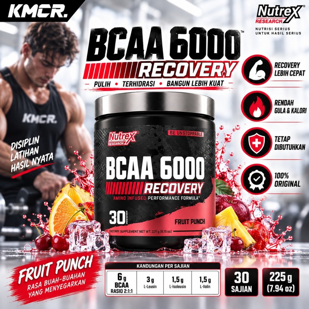 Nutrex Research BCAA 6000 Recovery 225 gr 30 serving Bcaa Suplemen Gym Bcaa Powder Suplemen Gym