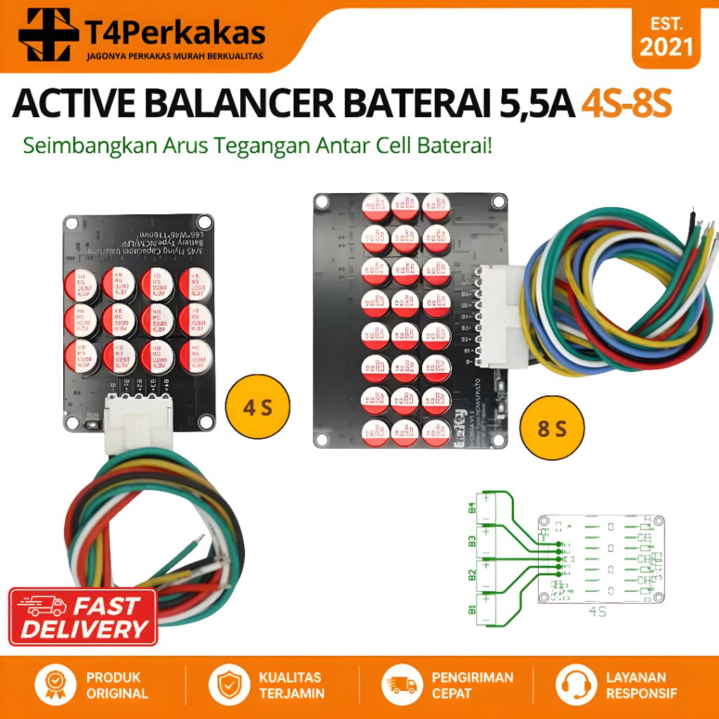 Active Balancer Baterai 4S - 8S Penyeimbang Tegangan Baterai LifePO4 Balance