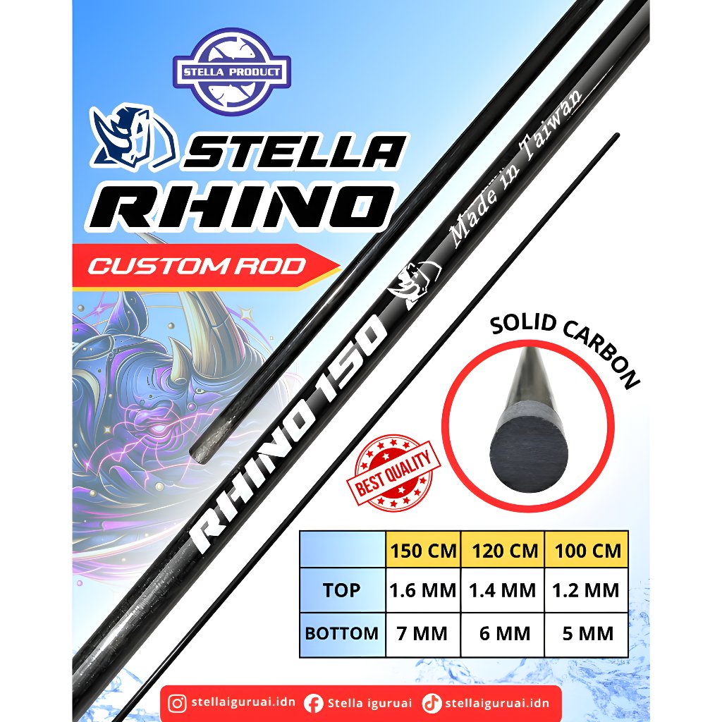 CARBON SOLID STELLA RHINO 100cm 120cm 150cm | Carbon Solid Joran Custom | Solid Carbon