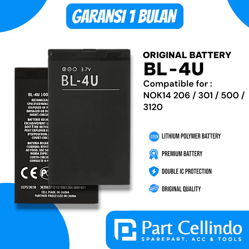 BATERAI BATRE NOKIA BL-4U / NOKIA 206 / 301 / 500 / 3120