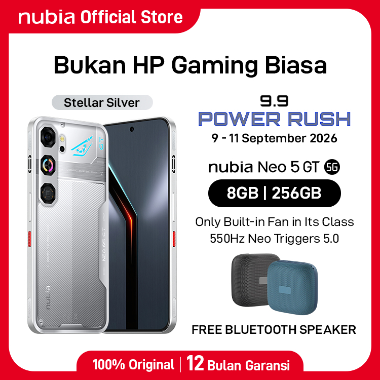 nubia Handphone Gaming Neo 5 GT 5G (8/256GB) (12/256GB) Baterai 6210mAh Super Fast Charging 80W Smar