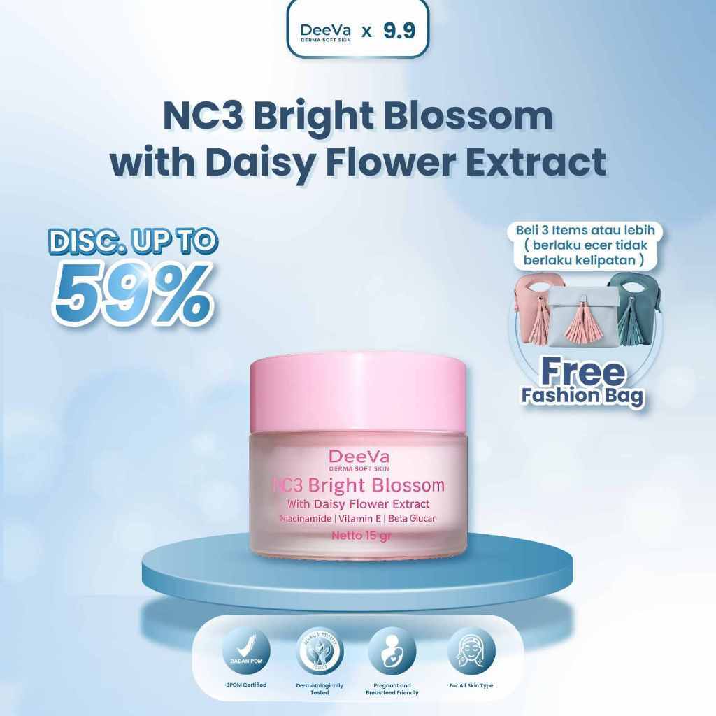 DeeVa Derma Soft Skin - NC3 Bright Blossom with Daisy Flower Extract (Night Cream Pink / Krim Malam 
