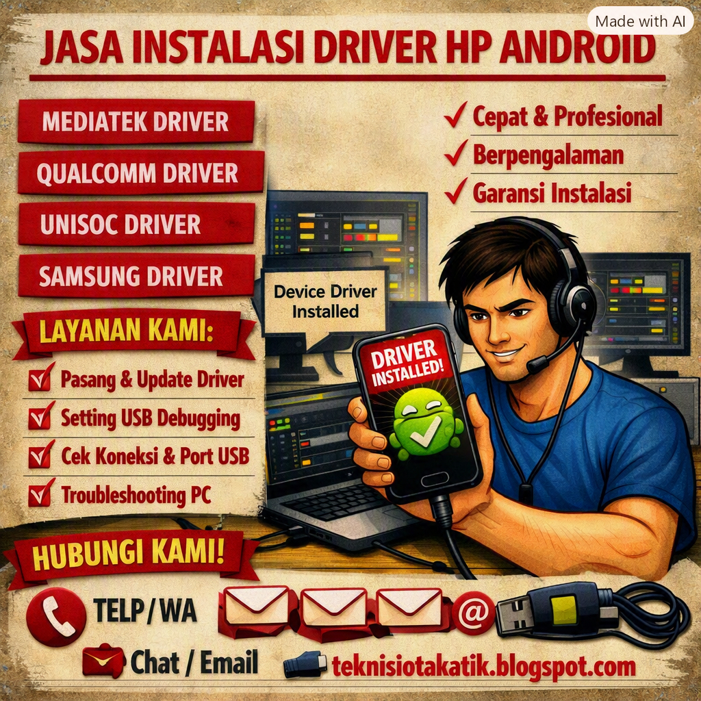 Jasa instalasi Driver HP android di windows 11