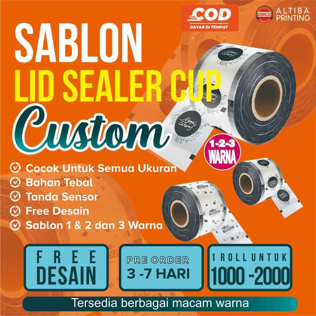 Sablon Custom Plastik Seal Cup | Tutup Cup Minuman Cetak Logo - Cocok Cup 10 –22 Oz | Lid cup Custom