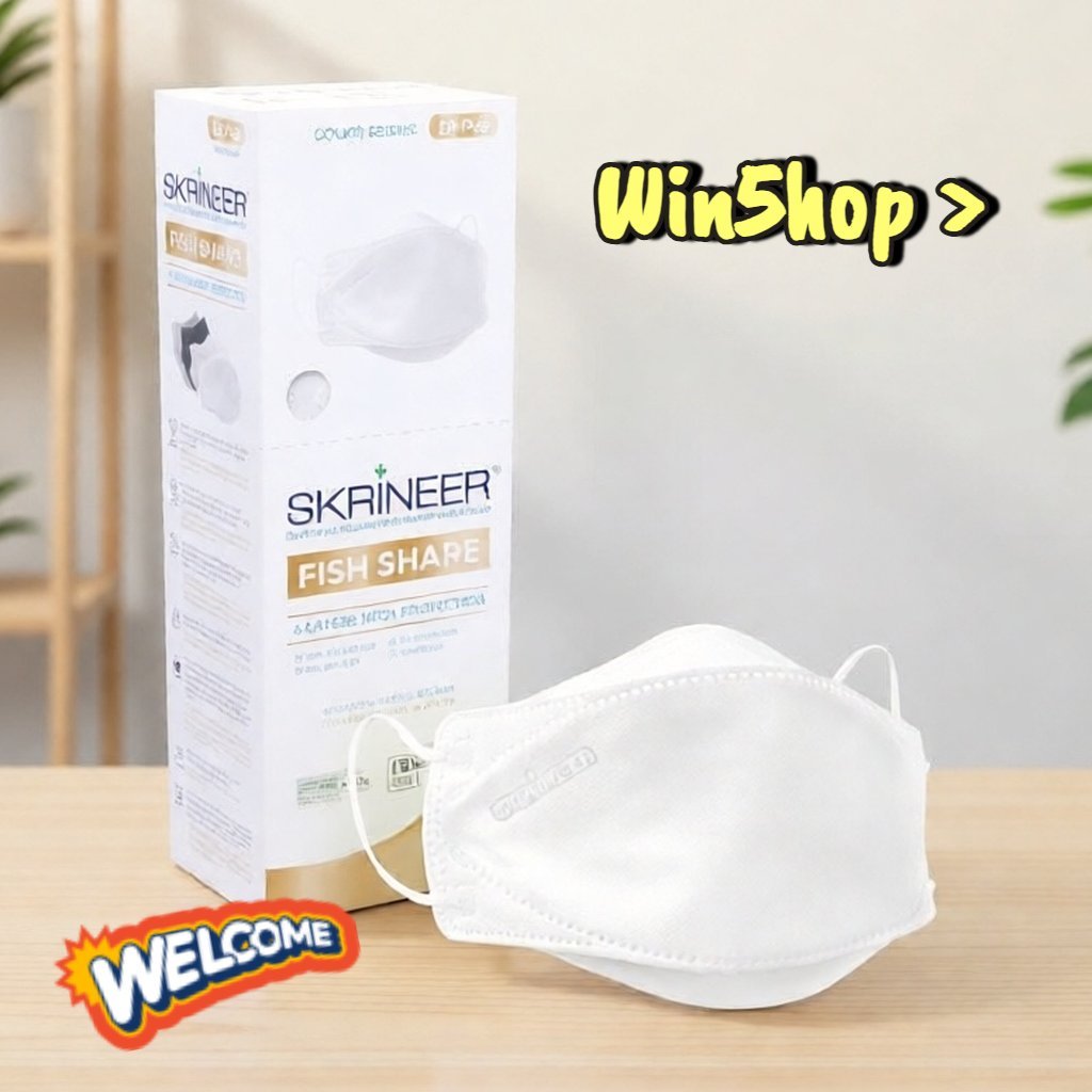 MASKER SKRINEER FISH SHAPE 4 PLY PROTECTION HITAM ISI 10 pcs
