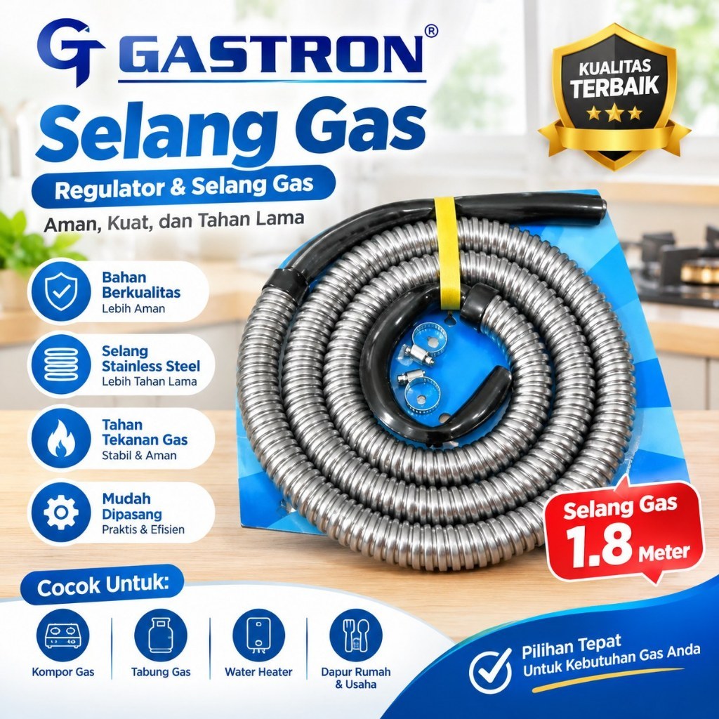 SELANG SPIRAL GASTRON 1,8 METER (TANPA REGULATOR_ - TANPA BUBBLE