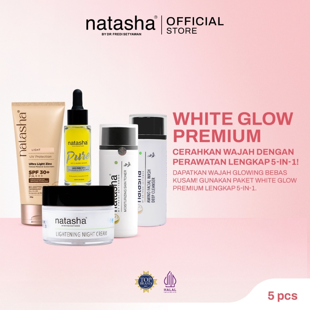 [New Launch 9.9] Natasha by Dr Fredi Setyawan Paket White Glow Premium - Amino Facial Wash, Moisturi