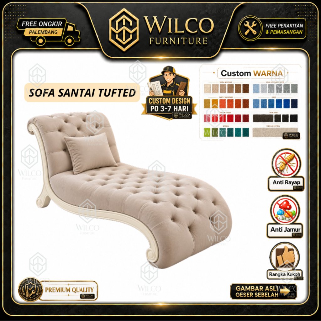 Sofa Custom Tufted | Sofa Santai Custom Bahan Canvas