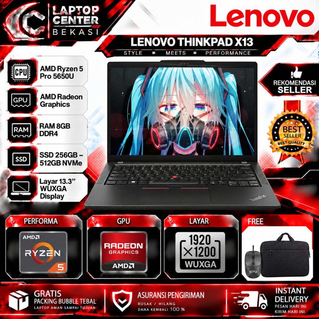 Lenovo Thinkpad X13 AMD Ryzen 5 Pro 5650U 8GB 512GB 13.3 WUXGA Windows 10 Pro