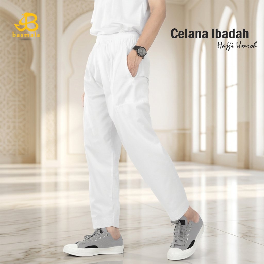 Basmala Celana Komprang Pria Celana Dalaman Gamis Pria Exclusive Warna Putih dan Hitam Celana shalat
