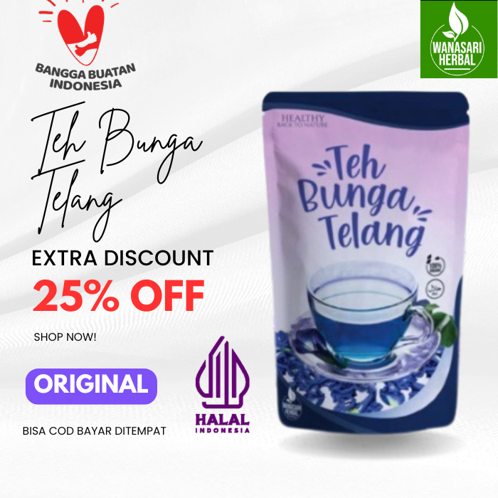 TEH BUNGA TELANG ALAMI 100% MURNI KEMBANG TELANG KERING BUNGA TELANG BUBUK BUNGA TELANG ORGANIK