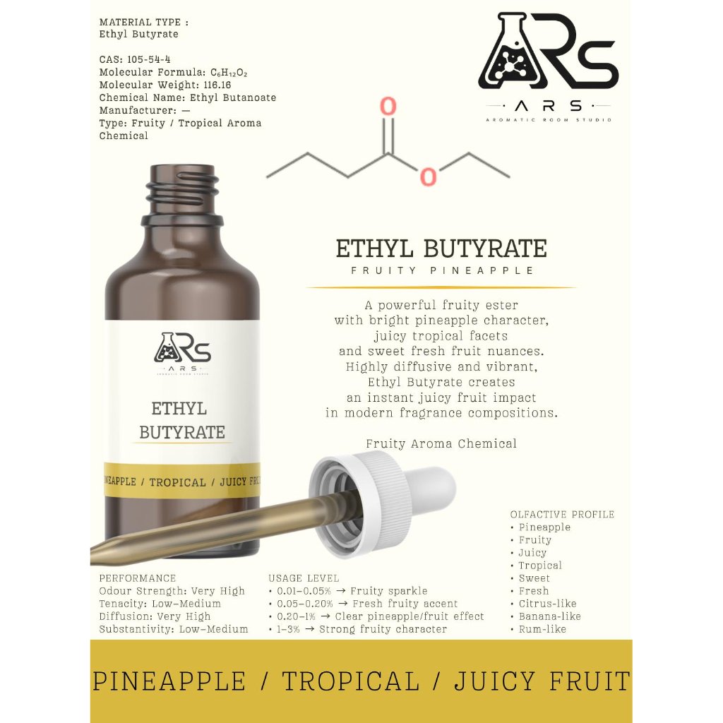 Ethyl Butyrate | Juicy Pineapple Fruity Ester | Aroma Chemical Bahan Baku Parfum - Aromatic Room Stu