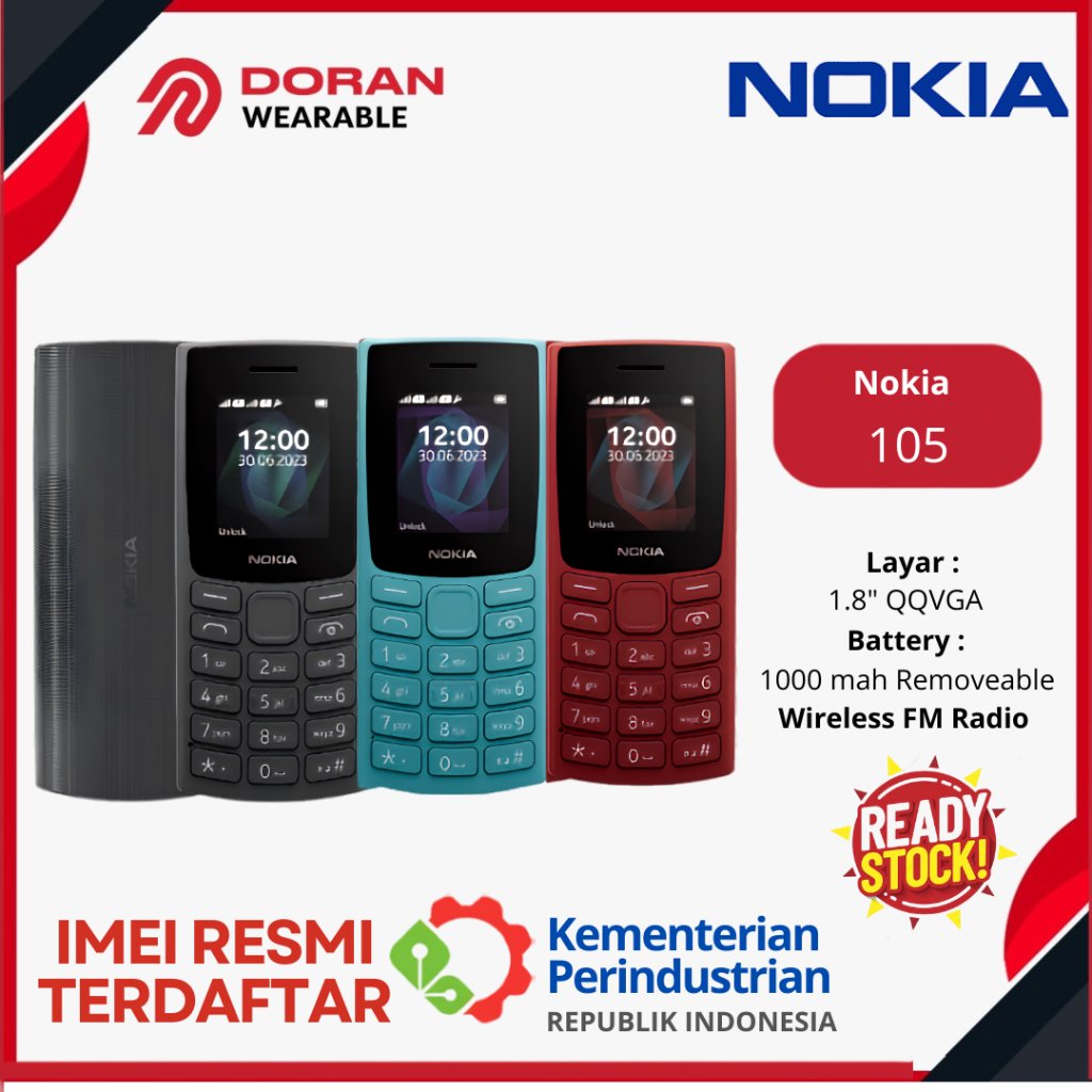 Handphone HP Nokia 105 2023 - HP Nokia 105 2024 Jadul - Original Garansi TAM 1Tahun