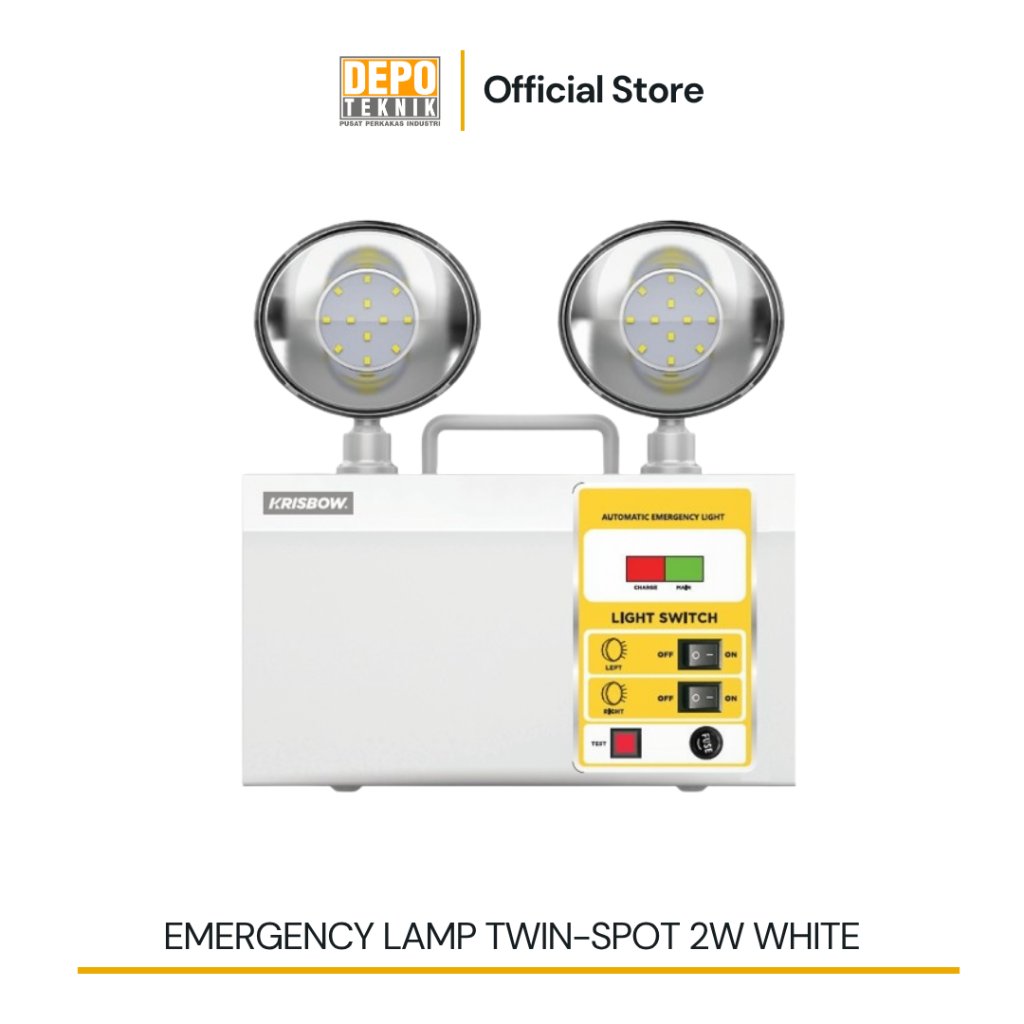 KRISBOW Emergency Lamp Twin-Spot 2W White / Lampu Darurat Putih