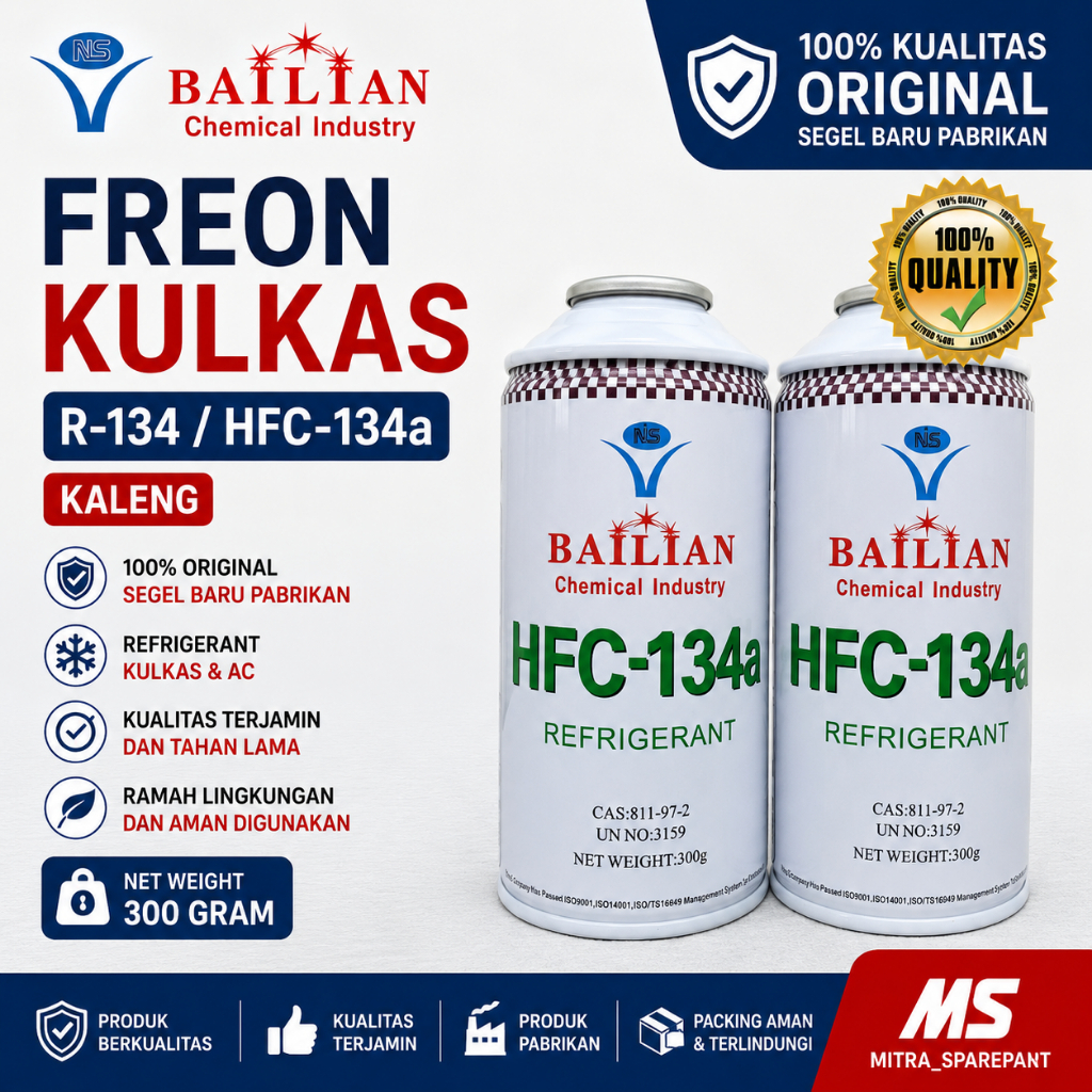 FREON KULKAS R134 R-134 300GRAM 300GR BAILIAN KALENG ORIGINAL SEGEL BARU PABRIKAN //[READY ALL TYPE]