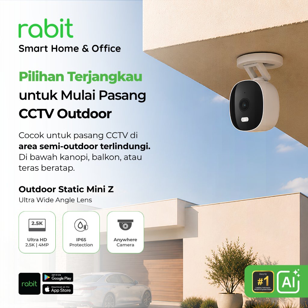 RABIT SMART IP CCTV OUTDOOR WIFI CAMERA WATERPROOF 2K 4MP STATIC MINI Z