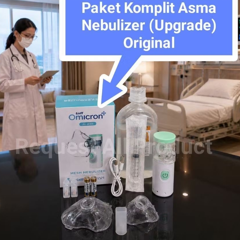Nebulizer (Upgrade) Paket Komplit Nacl 500ml Air Asma 2pcs Alat Bantu Pernapasan Portable Uap Taff o