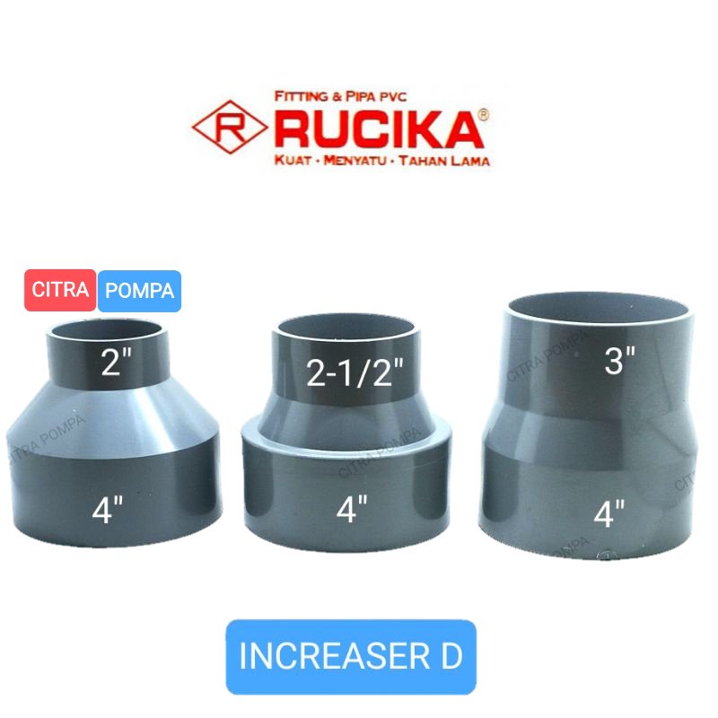 RUCIKA INCREASER 4 X 3" D /  PLOK SOCK 4 X 2.1/2" D /  vlok sock 4 X 2" D pipa pvc