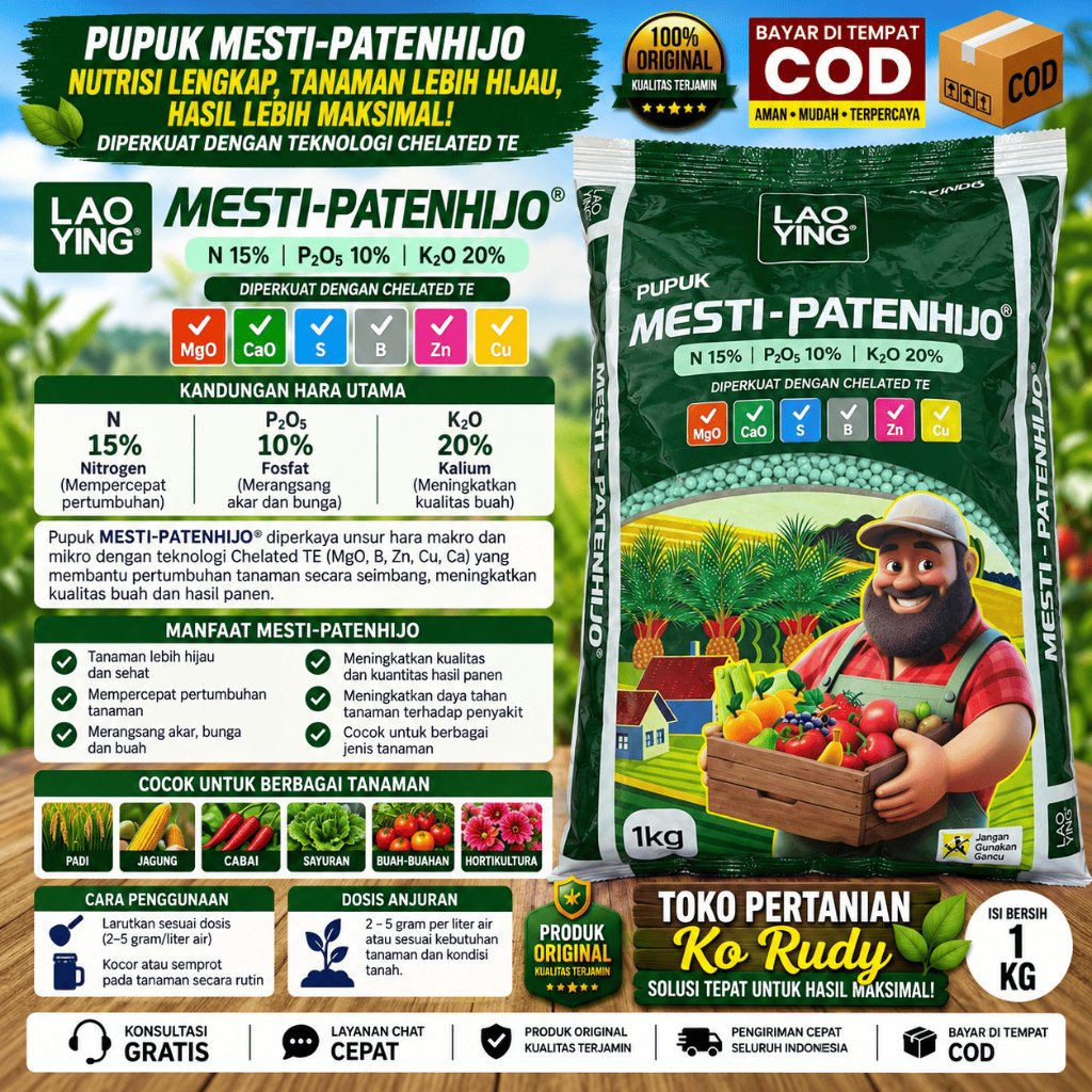 Pupuk NPK Lao Ying Hijo 1 kg - Pupuk Fase pembuahan, pembungaan, generatif, mudah larut dalam air, a