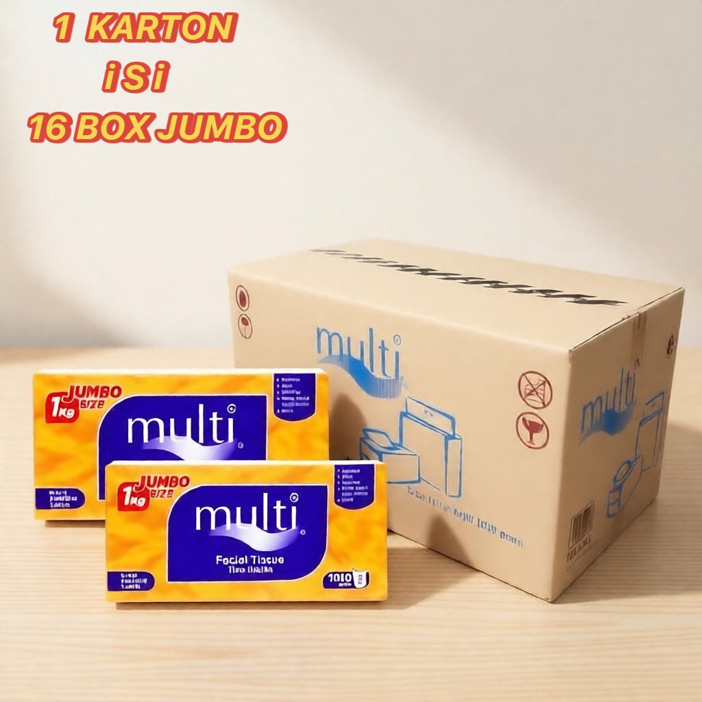 ( 1 KARTON isi 16 BOX ) MULTI 1000 gram - Tissue Facial jumbo size kiloan