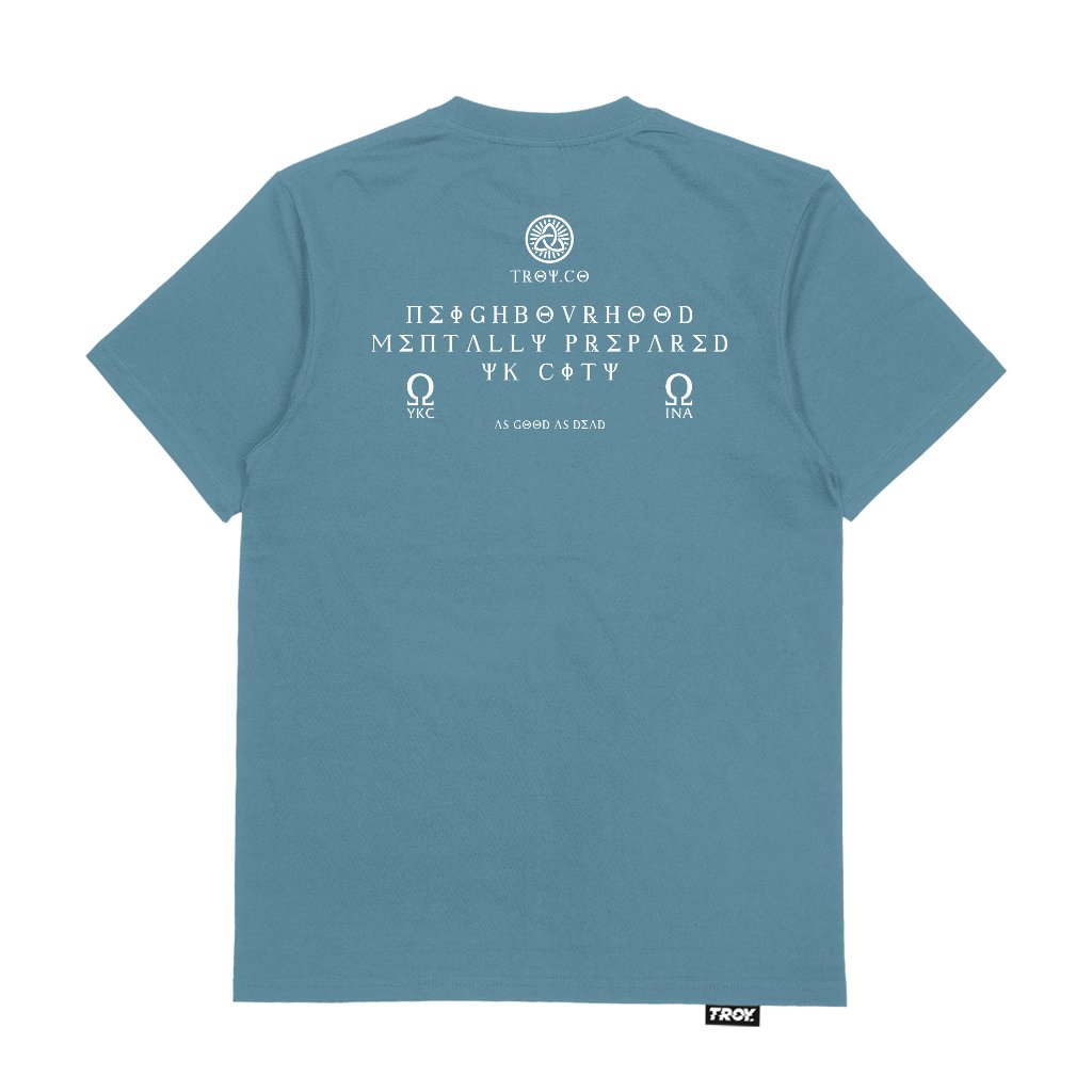 Troy Company T-Shirt Mineral Blue Mentally Prepared - Kaos Pria Lengan Pendek Biru Mineral MTD 3713