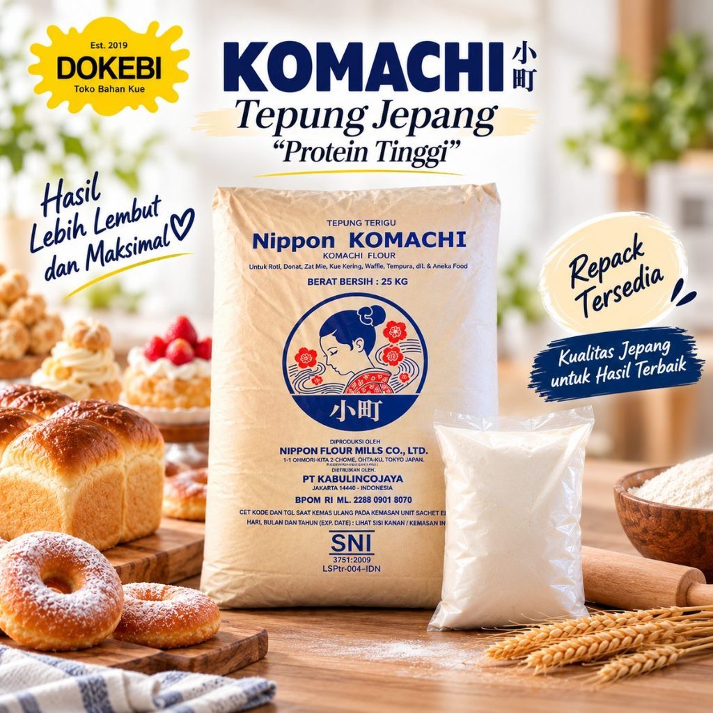 Tepung Komachi Repack 1kg / Tepung Protein Tinggi Import Jepang Halal