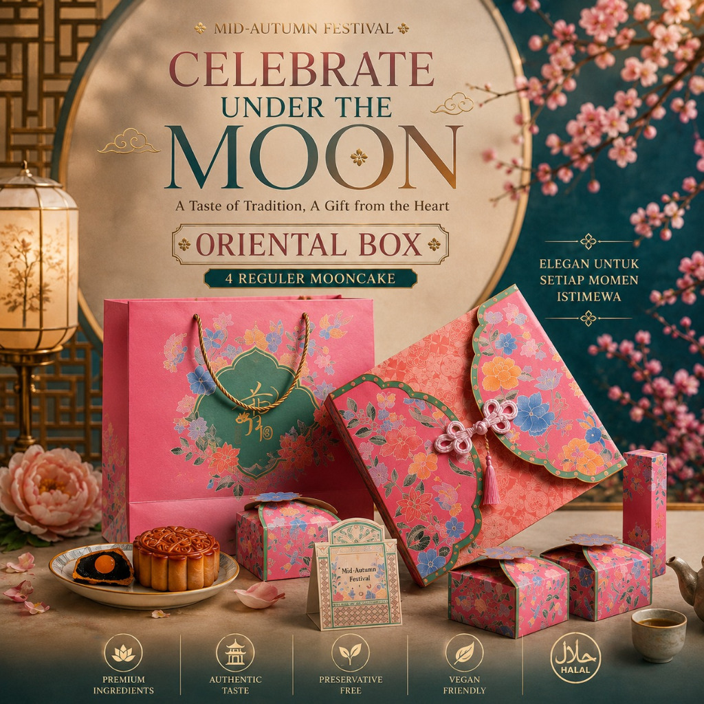 ORIENTAL BOX MOONCAKE | ISI 4 MOONCAKE REGULER | MOONCAKE HOMEMADE PREMIUM SURABAYA | MOONCAKE HALAL