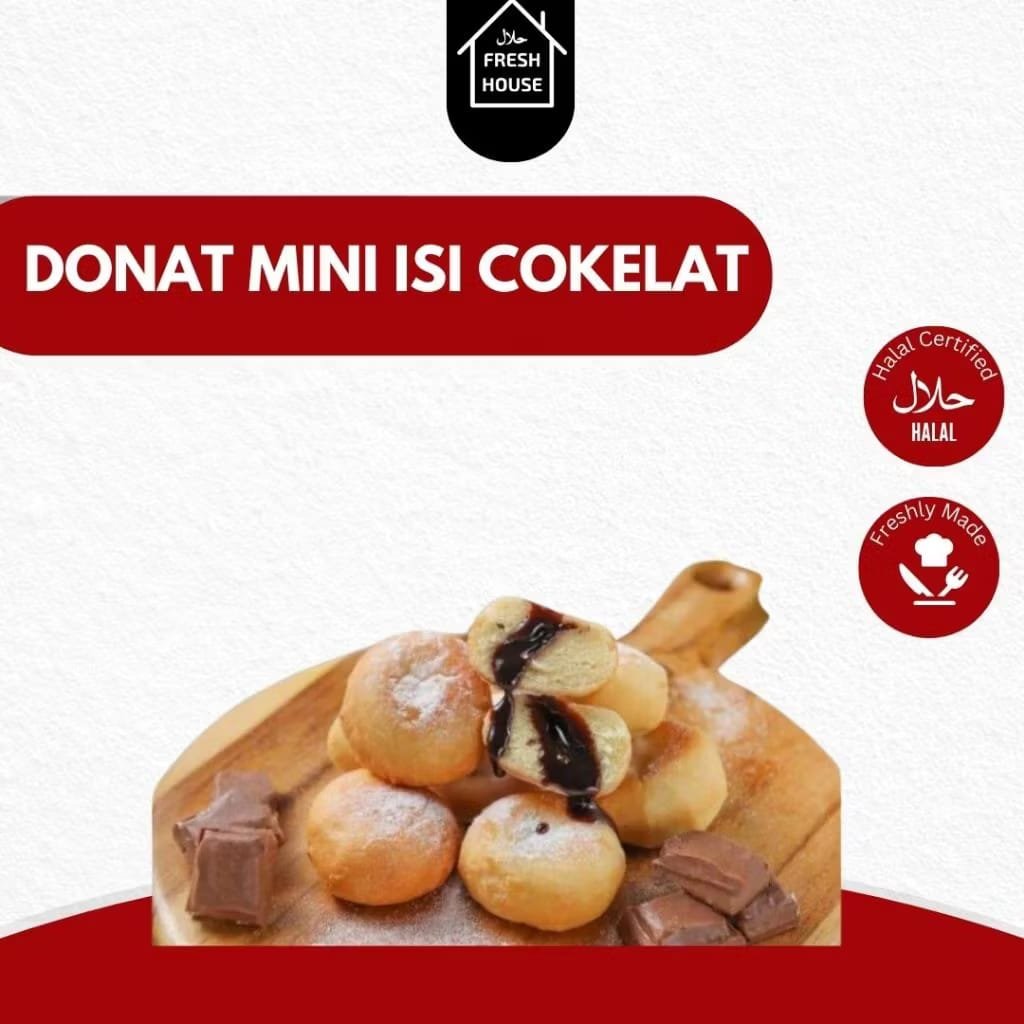 DONAT MINI ISI COKLAT 24 PCS / DONAT PELANGI COKLAT