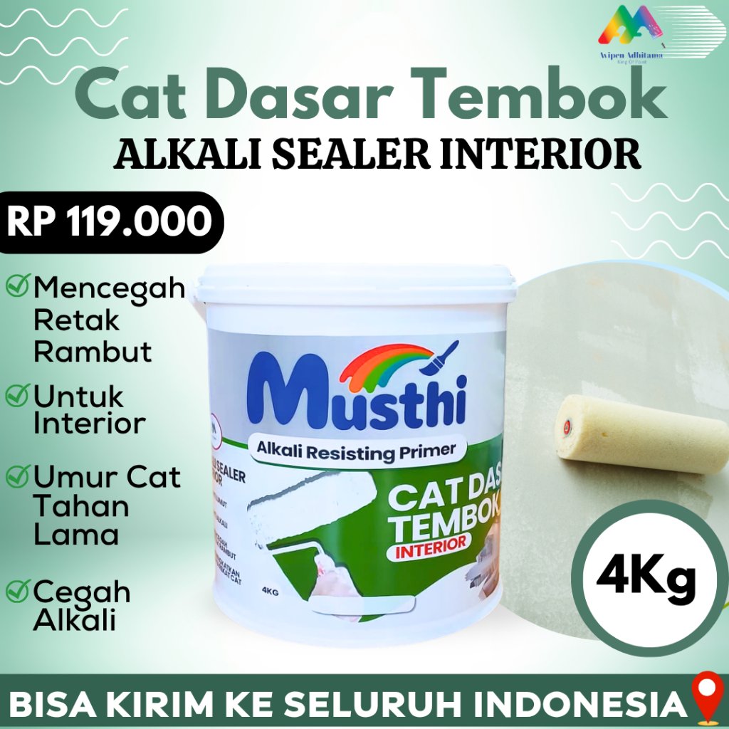 Cat Dasar Tembok Alkali Sealer Interior Musthi Paint 4 Kg Cat alkali Sealer