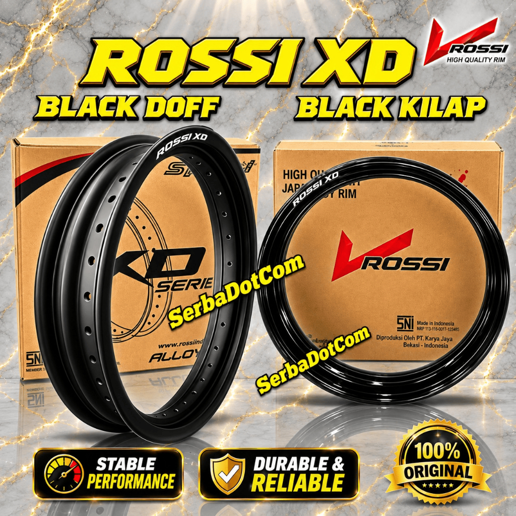 VELG ROSSI Rossy SPRINT XD 140 160 215 250 300 350 RING 17 36H 32H 28H SUPERMOTO BLACK ROSSI XD WR K