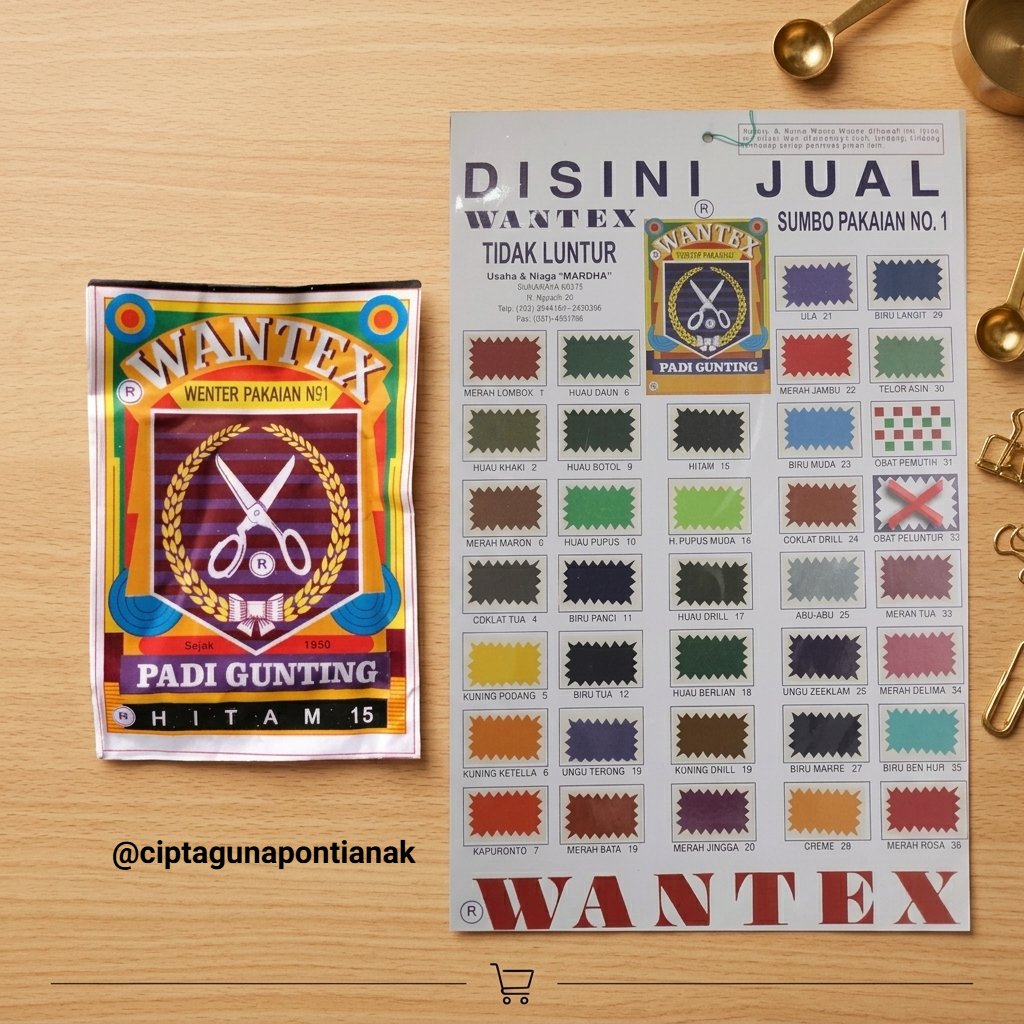 WANTEX / WANTEK / PEWARNA PAKAIAN CAP PADI GUNTING