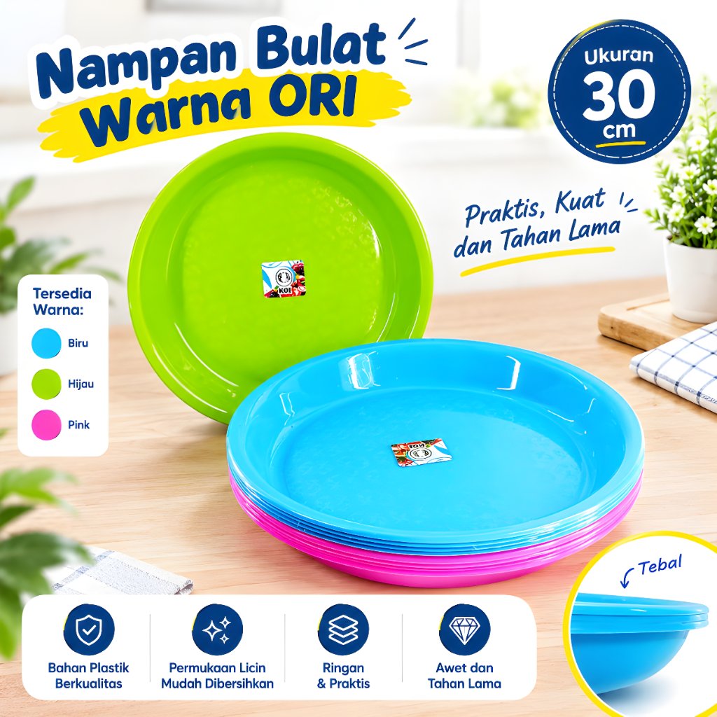 6 PCS NAMPAN PLASTIK BULAT NAMPAN SAJI NAMPAN BULAT BAKI PLASTIK