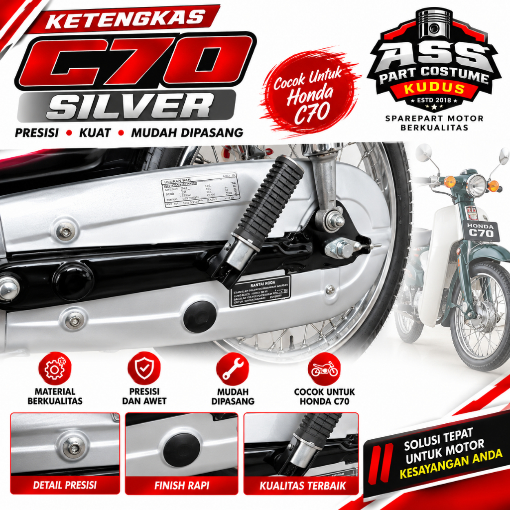 KATENGKAS TUTUP RANTAI HONDA C70 RED ATAU SILVER KATENGKAS C 70 #new