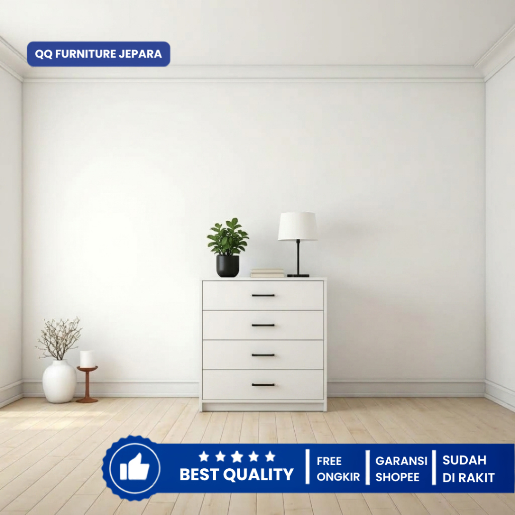 Lemari Laci Minimalis 4 Laci 60x40x80cm Dresser Kabinet Penyimpanan Multifungsi Meja Laci QQ Furnitu