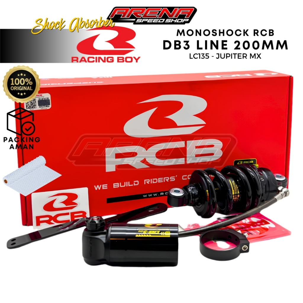 RCB Racingboy Monoshock DB3 Line 200mm Shock Belakang Tabung Compresi Click Rebound LC135 Jupiter MX